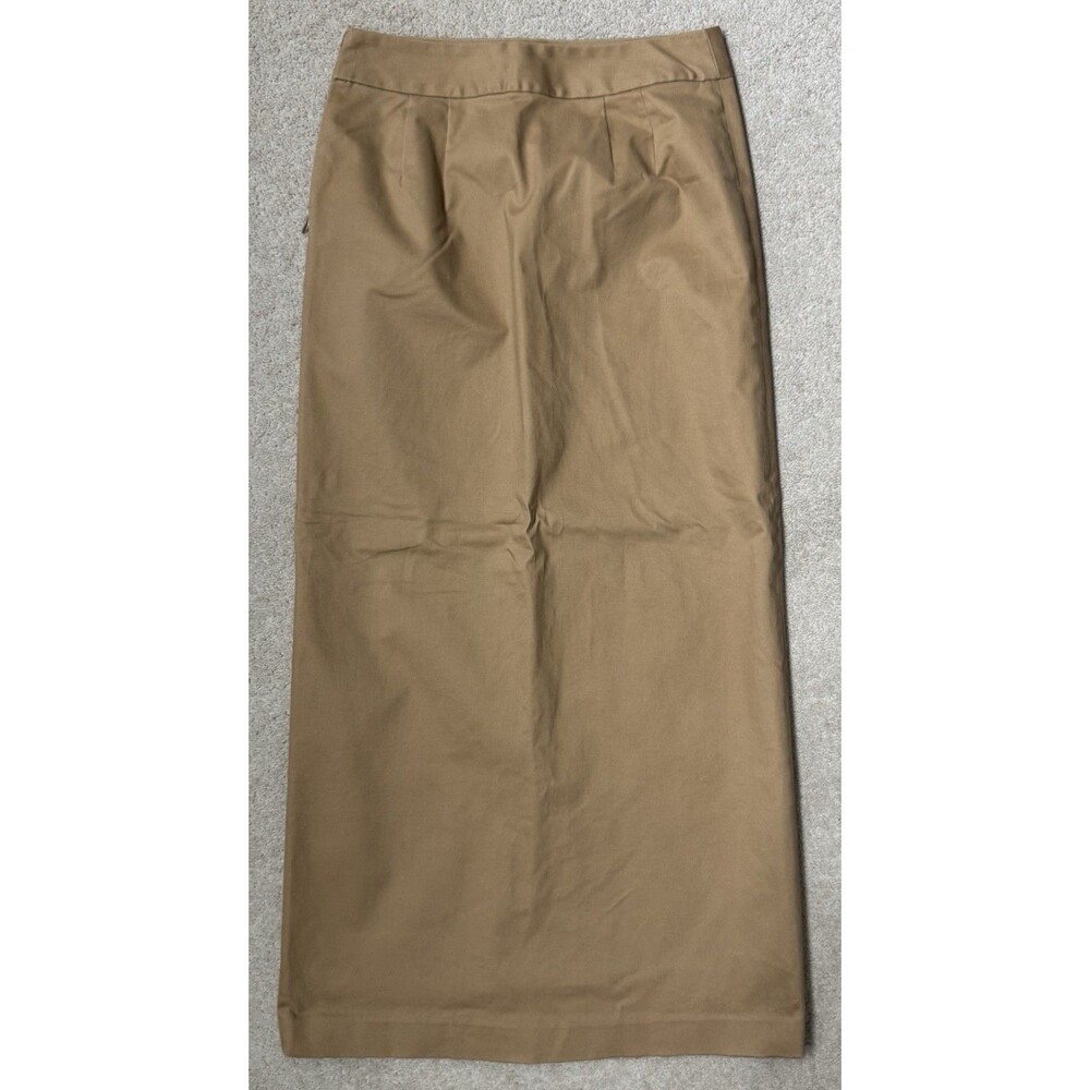 Vintage 2002 Banana Republic Factory Y2K Camel Maxi Skirt Front Slit Minimalist - Picture 10 of 11